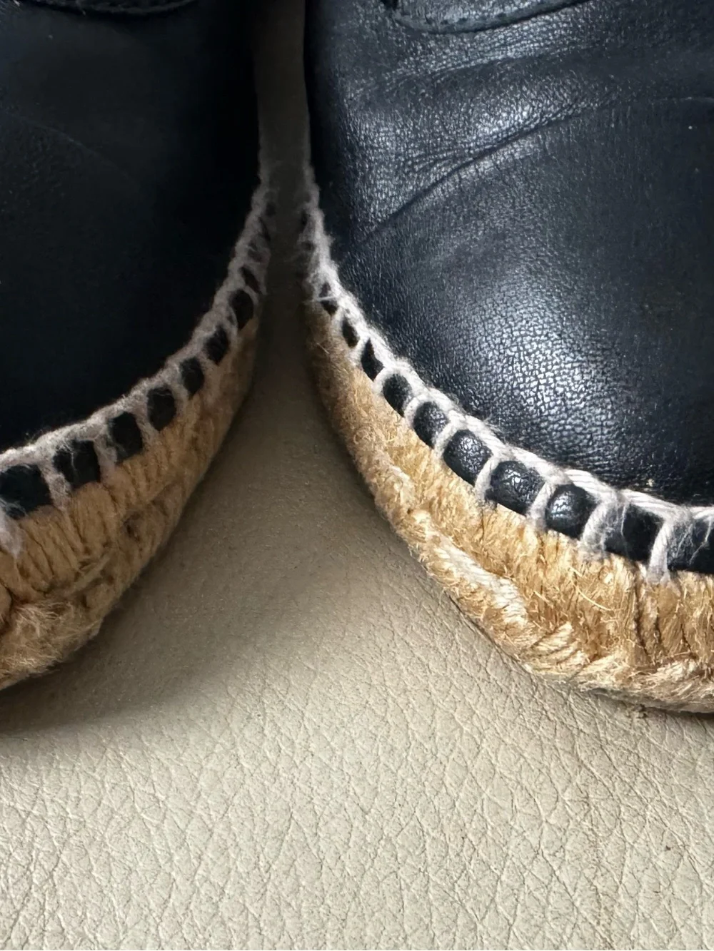 CHANEL Black Leather Espadrilles size 40